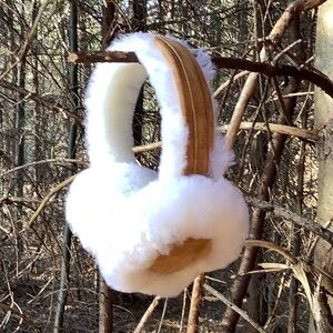 100% Sheepskin Earmuffs in Tan and Creamy White